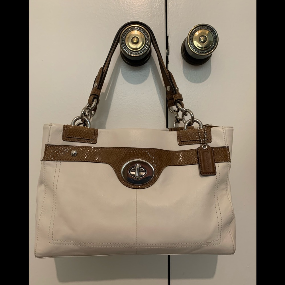 White & Tan Coach bag